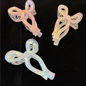 Piper K Iridescent Hair Bow Claw Clips Set of 3